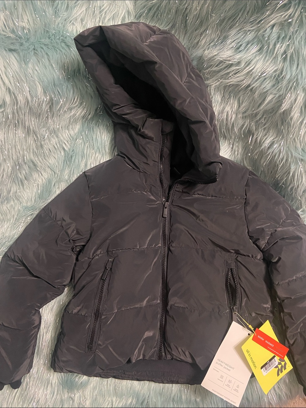 all in motion Kids XS 4/5 Shimmer Black Hooded Puffer Jacket